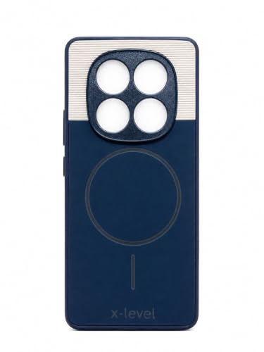 Image of Bintage Mac Safe Design Hard Slim Back Case | Soft Border Camera Protect | Dual PU Leather Finish Back Cover Compatible for REDMI Note 14 Pro 5G - Royal Blue
