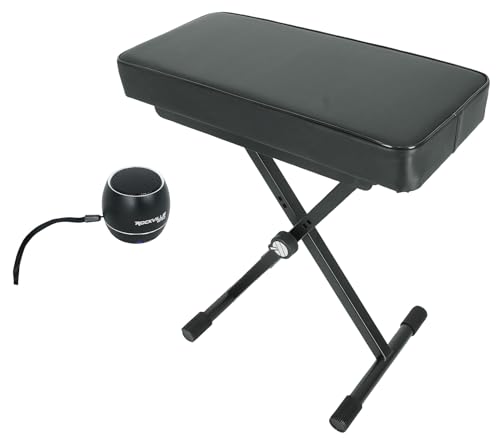 Audiosavings Bundle: Quik Lok BX-8 Extra Thick Adjustable Keyboard Bench w/ 3 Height-Positions Bundle with Free Rockville RPB2-BLACK Handheld Wireless Portable Bluetooth Speaker Great Sound (2 Items)