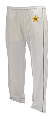 WHITE CRICKET TROUSER WITH PAKISTAN TEST LOGO ADULTS LARGE MENS INCH WAIST 36-38