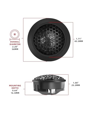 Image of 1 Inch Car Tweeters 300W Peak, Silk Dome Tweeter Speakers for Car Audio, 4 Ohm High Frequency Tweeters with Crossover, Surface /Flush Mount, Car Tweeters Pair for Clear Crisp Sound