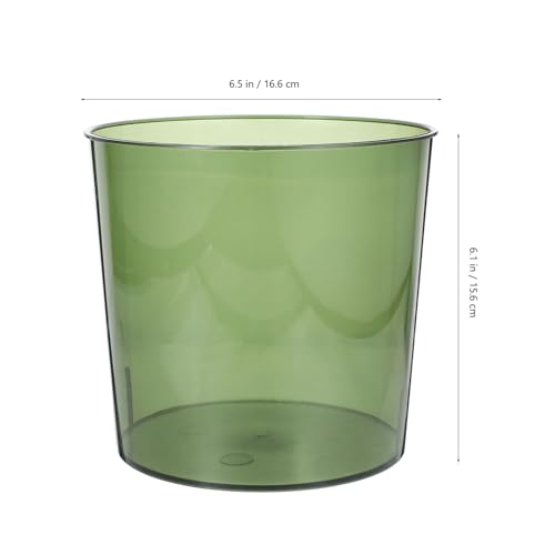 Image of HOMSFOU Transparent Anti-Drop Flower Bucket, Small Round Plastic Flower Holder, Ideal for Home, Office Decor, 6.53 X 6.53 X 6.14 Inch, Green