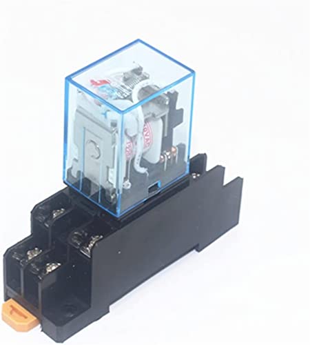 Relé electromagnético DPDT MY2NJ de 8 pines con base de enchufe y luz indicadora LED AC 380V