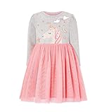Girl Unicorn Tulle Dress Long Sleeve Grey Cotton Casual Cotton Christmas Party Tunic Shirt Outfit Dresses Size 6