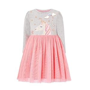 HILEELANG Toddler Girl Christmas Dress Long Sleeve Fall Winter Cotton Casual BasicTunic Shirt Dresses