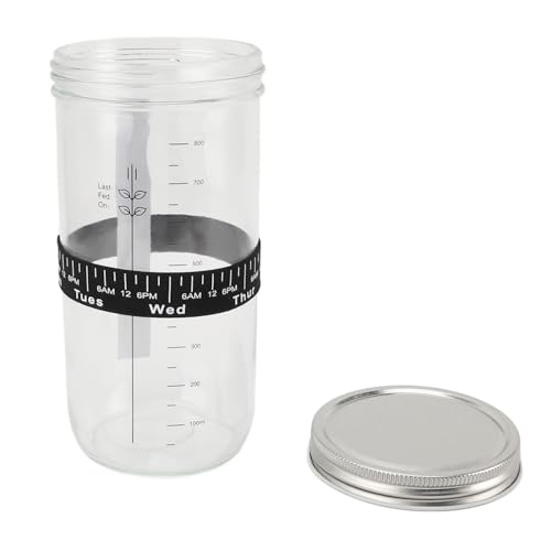 Sourdough Starter Kit, Sourdough Bread Starter Kit Sourdough Starter Jar 34oz Glass Jar with Lid Date Feeding Mark Band Thermometer Band Silicone Scraper Bread Making Supplies
