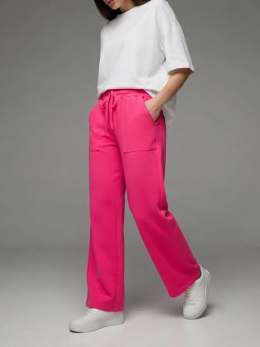 Image of Mehrang Women's Wide-Leg Side Pocket Trouser|Palazzo Pants|High Waist Trousers with Drawstring|Lightweight Casual & Travel Wear|Women Trousers Pants | Trousers Flared Korean Style
