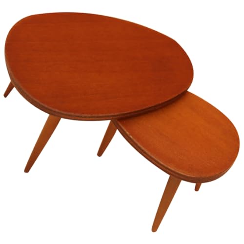 OSOLADY スケール ミニチュア 木製三角テーブル ミニ家具模型 かわいいドールハウス装飾 クラフト用 耐久性とリアルなデザイン