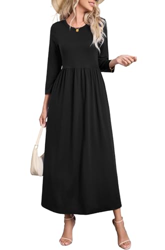 Enmain Maxikleid Damen Schwarz Elegant...