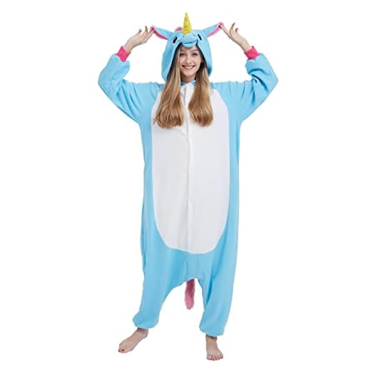 Pigiama Unicorno Animali Cosplay Uomo Donna Adulti Costume Tuta Halloween Carnevale Blu XL