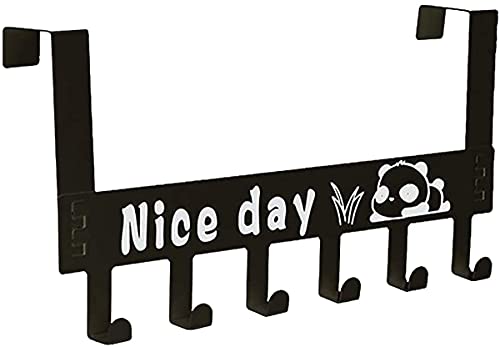 علاقة باب شديدة التحمل بتصميم كرتوني قابلة للازالة وبدون ادوات بطبعة عبارة “Nice Day” ب6 خطافات لتعليق المعاطف والشنط والسكارفات والملابس من جيانشوبي، صلب كربوني، أسود، 20.0 رطل، 20.0 رطل