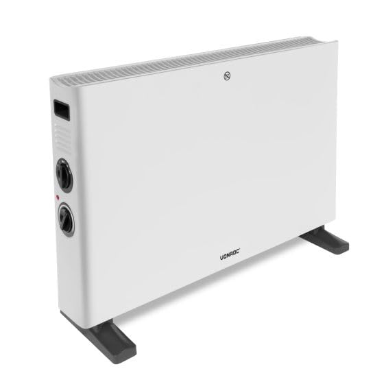 VONROC Calefactor de convección - 2000W - Blanco - Con ventilador turbo - Termostato regulable - 2 posiciones de calefacción - Para habitaciones de hasta 24m2 - Diseño moderno