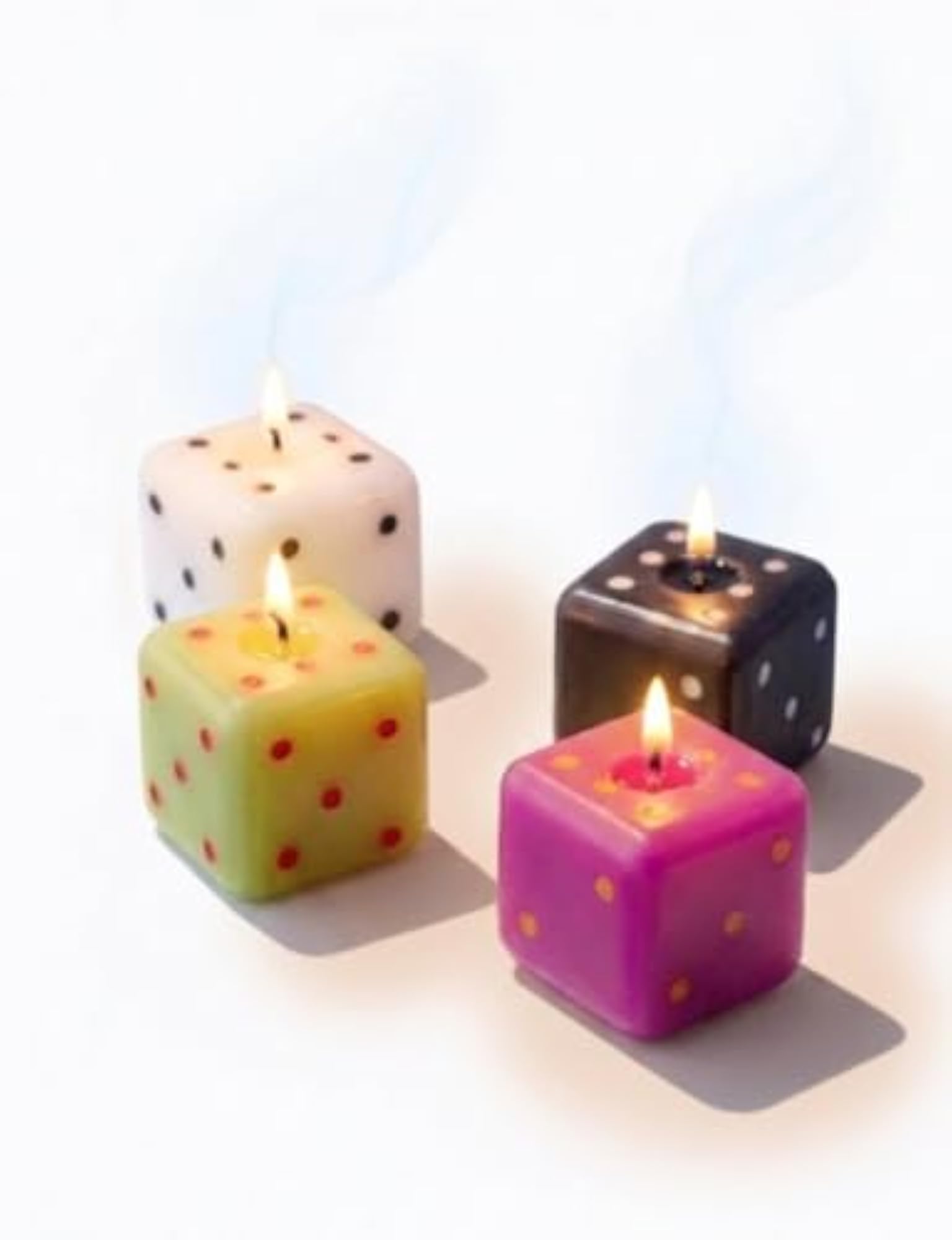 Dice Shaped Candle Set of 2, Assorted Colors, Gift Packaging