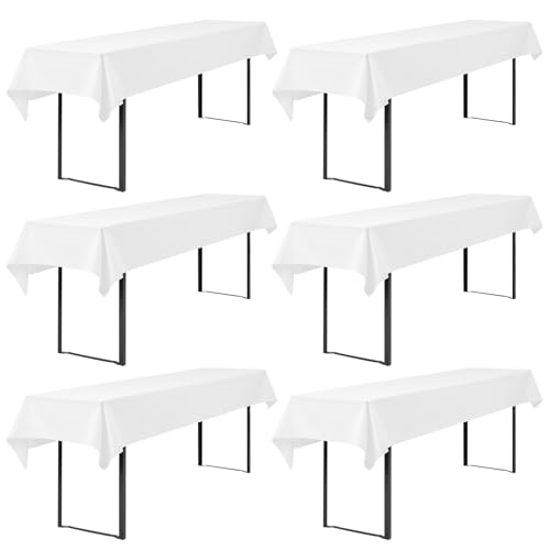 Showgeous 6 Stück Biertisch Tischdecke universal für 50cm u.70cm Biertische Hussen für Biertisch Biertischhussen Biertisch-Husse Bierzeltgarnitur Rechteckige Tischdecken Waschbar 100x250cm(Weiß)