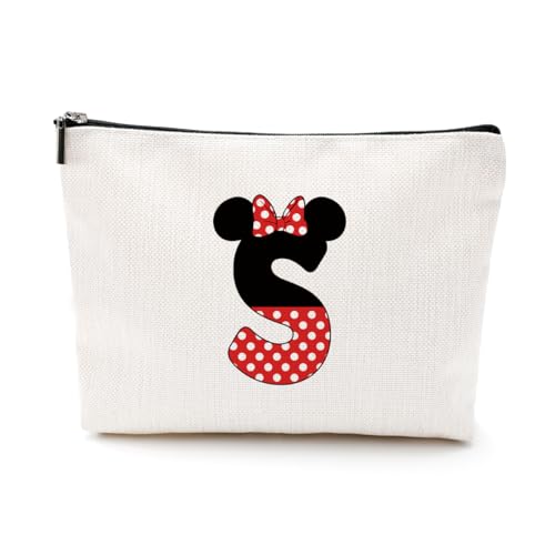 Cute Cartoon Mouse Gifts Initial A-Z Personalized Makeup Bag Monogrammed Cosmetic Bags Magic Mouse Stuff Funny Mouse Themed Gifts Mouse Lover Gifts Wizard Gifts Birthday Gifts for Women Girls (S)