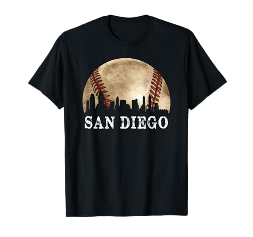 San Diego Skyline City Vintage Baseball Lover T-Shirt