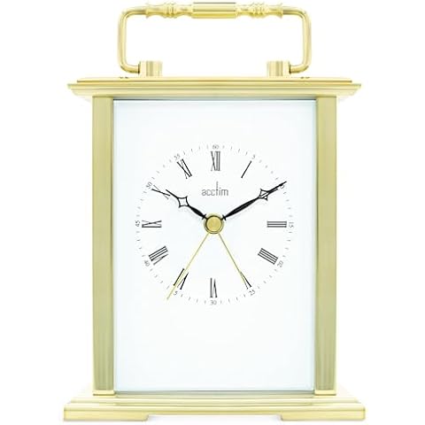 Acctim Gainsborough Mantel Clock Quartz Polished Metal Carriage Clock Energy Efficient Movement Gold 36518 Cover