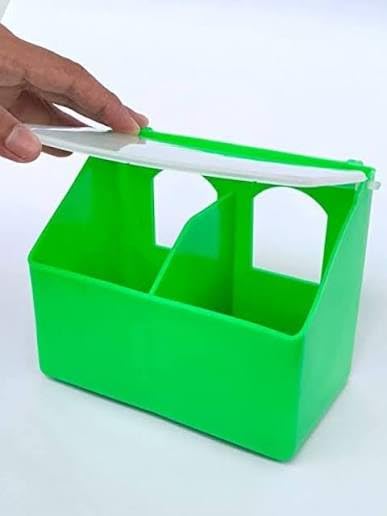 Pet & Vet Double Hole Pigeon Feeder Box – Hanging Type Feeder Cup with Clamp | Outside Cage Feeder for Pigeons (Green/Blue)-image-42