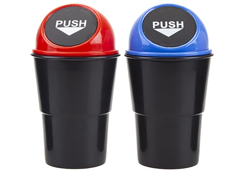 Autozubehör, Reisezubehör, Mini-Auto-Mülleimer mit Deckel, wasserdichter Kunststoff-Abfalleimer für Auto, Wohnwagen-Zubehör, Auto-Mülleimer, ordentlich, für Reisen, Camping, Auto, Zubehör - 2 Stück Cover