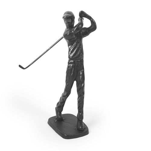 DreamsEden Cast Iron Golfer Statue Black