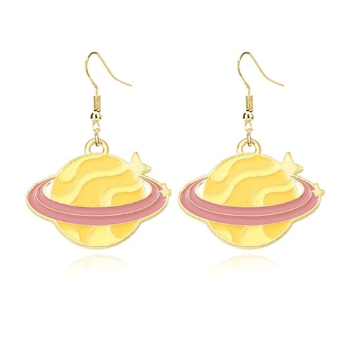 Celestial Moon Star Earth Planet Drop Dangle Earrings for Women - Lightweight Creative Saturn Space Earrings - Bohemian Statement Jewelry