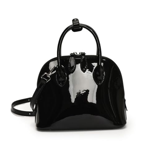 Bolsas de couro envernizado com alça superior de gelatina bolsa de ombro moderna brilhante Crossboby para mulheres, Preto, Mini