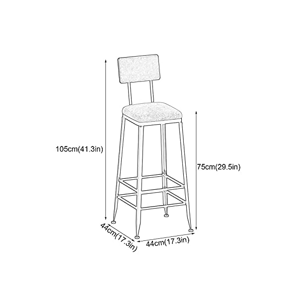 Chairs Stools Barstools Bar Stool Modern Industrial Style Barstools With Backrest Square Velvet Seats And Iron Benches Pub Chair For Kitchen Counter Breakfast Bar Cafe 75Cm Blue - Image 3