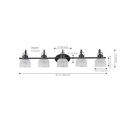 Image of JONATHAN Y Virginia 42.75 inch Black 5-Light Modern Farmhouse Vanity Light