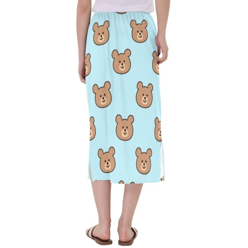 Falda estampada de cintura alta elástica y corte elegante para mujer 4