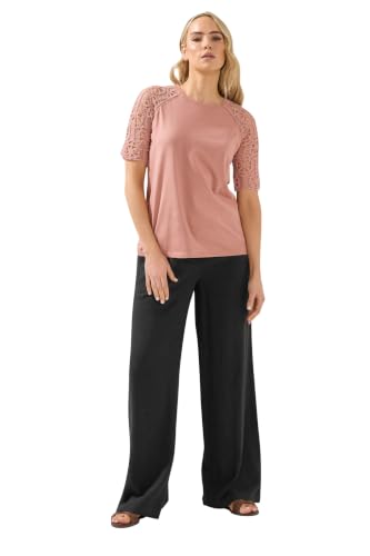 Image of Long Tall Sally - LTS Tall Pink Crochet Raglan Cotton T-Shirt - Women's