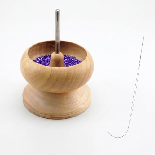 Image of Beadsnfashion Wooden Spin and String Beading Spinner Set for Jewellery Making and Craft Work - Includes 2 Curved Needles, 4-Inch Tool for Smooth Crafting Experience