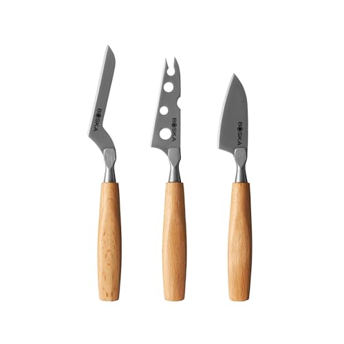 Image of BOSKA Cheese Knife Set Amigo Small - Set of 5 Small Knives for All Cheese Types - Ergonomic Beech Wood Handle - Stainless Steel - Non-stick Thanks to BSF Treatment