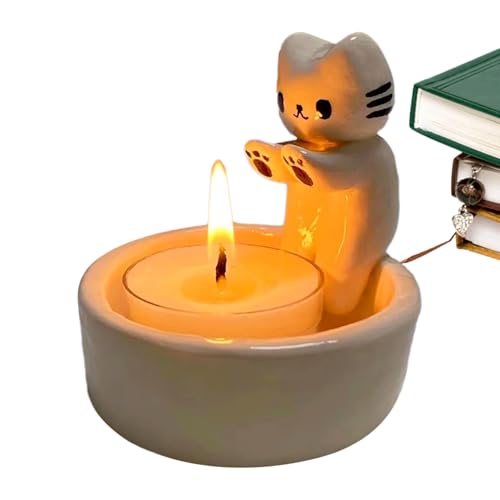 Portavelas de Animales – Bandeja estética de para Velas de Gato de Dibujos Animados, Centro de Mesa de Velas Divertidas para Sala de Estar, Dormitorio, Chimenea de Escritorio cump