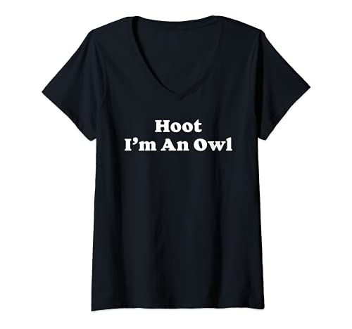 Mujer Hoot I'm An Owl Funny Halloween Silly Minimalist Costume Camiseta Cuello V