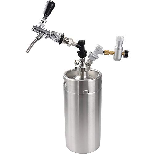 POFET Fass Bier Spender, Merrday 304 Edelstahl Mini Fass Bier Growler Speer Wasserhahn Spender für Craft Beer Growler