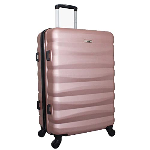 Mala De Bordo Pequena Para Viagem Em Abs Yins 21089 Cadeado Integrado Rodas Giro 360° Rosê