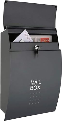 Buzón de Correos con Cerradura, Resistente a la Intemperie, para Exteriores, de Color Gris, de Gran Capacidad, para Montar en la Pared, para Exteriores, Casas, Paredes,
