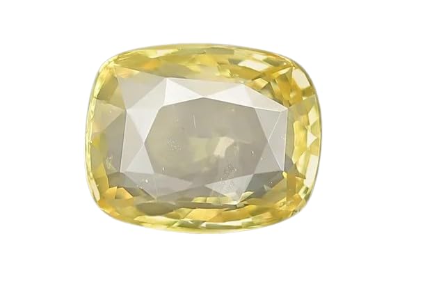 Gemstone Gallery Yellow Sapphire 5.25 Carat Original Certified 5.80 Ratti Cushion Cut Pila Pukhraj Stone Great Gurupriya Stone Sri Lankan Pushkaraj Gem Stone येलो सफायर स्टोन For Earrings Making