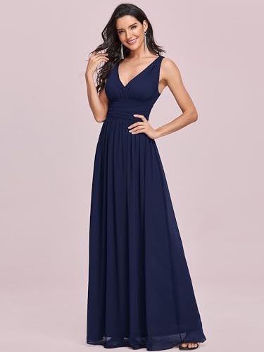 Image of Ever-Pretty Womens Bridesmaid Dress V-Neck Sleeveless A Line Chiffon Floor Length Formal Dress 09016