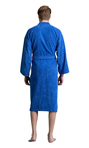 Image of Men's Turkish Terry Kimono Style Bathrobe - 100% Cotton Robe for Men - Comfortable & Absorbent - Soft & Cozy Wear