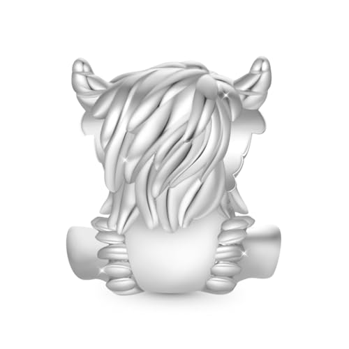 GNOCE Scottish Highland Cow Cute Love Charm For Women, S925 Sterling Silver Bead Charm Bracelet for Her, Jewelry Gift Animals2