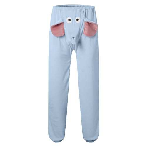 Elephant Pajama Pants Men Cute Animal Pants Funny Cartoon Elephant Trunk Pajama Bottoms Fleece Sleepwear for Couple2