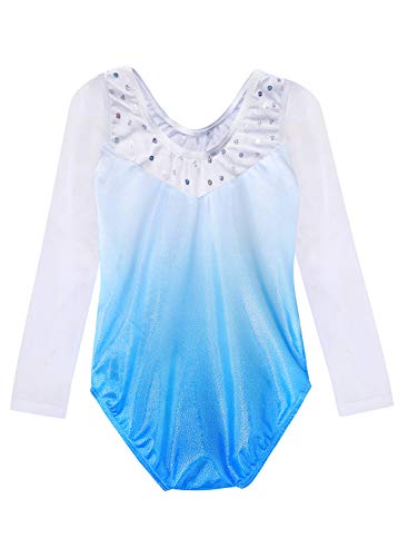 Image of HOZIY Leotards for Girls Gymnastics Kids Children Biketard Snowflake Ribbon Blue Purple Hot Pink Sparkle