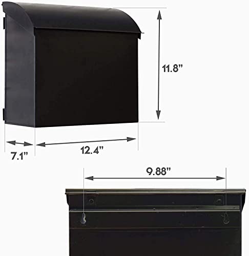 Nach Baxter High Capacity Parcel Mailbox - Wall Mount Mailboxes For Outside, Rust Resistant Galvanized Metal Mailbox - Black Mailbox- 12.4”X7.1”X11.8, Mb-7000Blk #TOP1