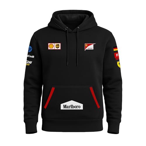 Image of Ferai-Scude Motorsport Hoodie 100% Cotton Car Printed Hoodies for Car Enthusiast for Men & Women Black Hoodie