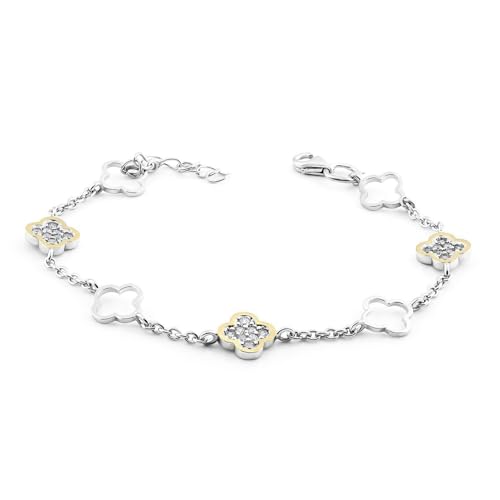 Bracelet en argent 925 SiZ LuX 0458 or jaune 9 carats et pierre zircone pour femme
