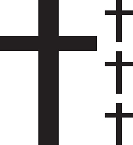 Image of Cross Plain 6 inch Plus 3 Small Decal Sticker Black