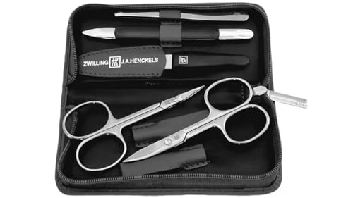 Zwilling Maniküre Set 5-teilig - Manicure - Nagelschere - Pinzette - Nagelpflege - Reißverschluss-Etui - Leder-Etui - 13 8 x 6 5 x 2 5 cm - schwarz