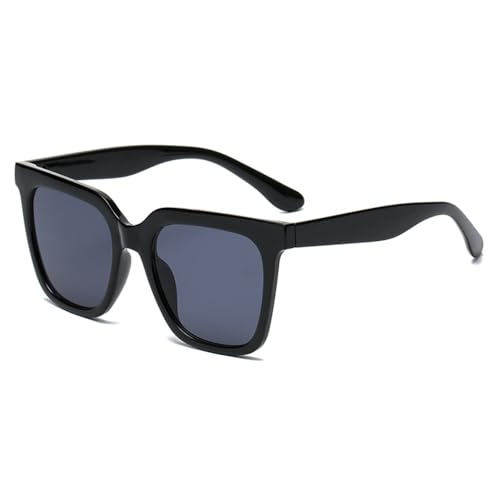 Lunettes de soleil classiques vintage UV400 carrées noir