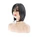 Sallcks Grey Bob Wig Short Bob Natural Straight Hair Wig with Bangs Mix Gray Heat Synthetic Wig Salt N Pepper Wigs for Women