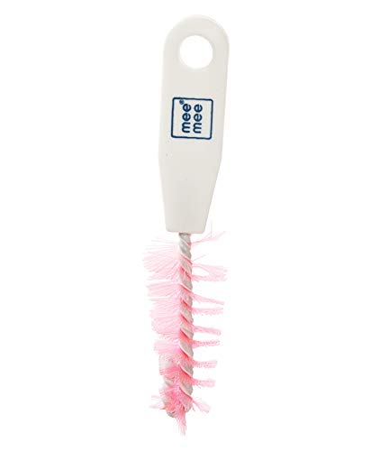 Image of Mee Mee Nylon Bottle Brush with Nipple Cleaner | 360 Rotating Handle | High-Density Soft Bristles | BPA Free | Scratch-Free Cleaning | Non-Toxic | Easy Grip | Dishwasher Safe (Pink) (Pack of 7)